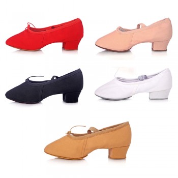 Woman Dance Shoes Canvas Ballet Shoes  Soft Bottom Girls Low Heel Dancing Shoes  Pink/Black/Red Womens Exercise Ballet Shoes