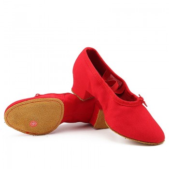 Woman Dance Shoes Canvas Ballet Shoes  Soft Bottom Girls Low Heel Dancing Shoes  Pink/Black/Red Womens Exercise Ballet Shoes