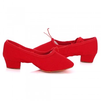 Woman Dance Shoes Canvas Ballet Shoes  Soft Bottom Girls Low Heel Dancing Shoes  Pink/Black/Red Womens Exercise Ballet Shoes
