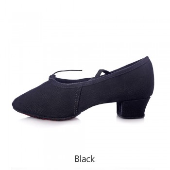 Woman Dance Shoes Canvas Ballet Shoes  Soft Bottom Girls Low Heel Dancing Shoes  Pink/Black/Red Womens Exercise Ballet Shoes