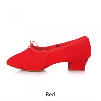 Woman Dance Shoes Canvas Ballet Shoes  Soft Bottom Girls Low Heel Dancing Shoes  Pink/Black/Red Womens Exercise Ballet Shoes