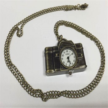 Elegant Unisex GAntique Bronze Camera Design Quartz Pendant Pocket Watch Necklace Chain Gift Drop ship 2018 #D