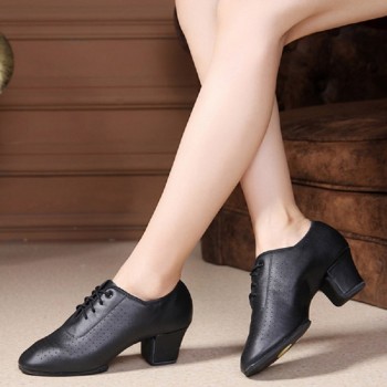 Free Shipping teacher professional Practice closed toe soft slip sole 5cm leather Ballroom Latin Dance Shoes for women Evkoo-399