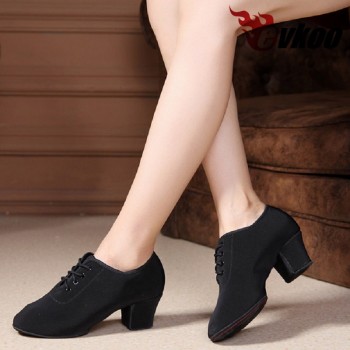 Free Shipping teacher professional Practice closed toe soft slip sole 5cm leather Ballroom Latin Dance Shoes for women Evkoo-399