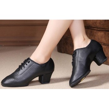 Free Shipping teacher professional Practice closed toe soft slip sole 5cm leather Ballroom Latin Dance Shoes for women Evkoo-399