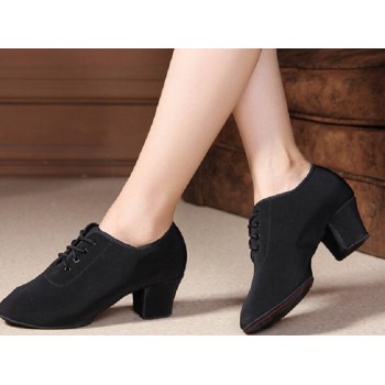 Free Shipping teacher professional Practice closed toe soft slip sole 5cm leather Ballroom Latin Dance Shoes for women Evkoo-399