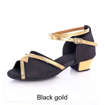 Kids Latin Dance Shoes Women Ballroom Tango Latin Salsa Dancing Shoes Childrens Girls Silver Gold Sequin Low Heels Dance Shoes
