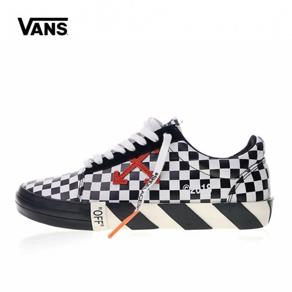 Original Vans Low Classic mens Skateboarding Shoes Mens White c/o Virgil Abloh Vulc Low Top Canvas Shoes Authentic Sneakers