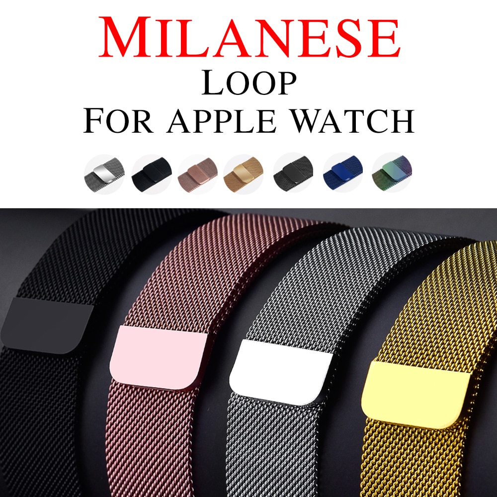 Milanese Loop Band for Apple watch 42mm 38mm Link Bracelet Strap Magnetic adjustable buckle with adapter for iwatch Series 4321