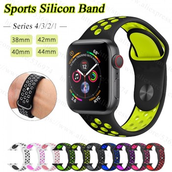 New Breathable Silicone Sports Band for Apple Watch 4 3 2 1 42MM 38MM rubber strap bands for Nike+ Iwatch 4 3 40mm 44mm