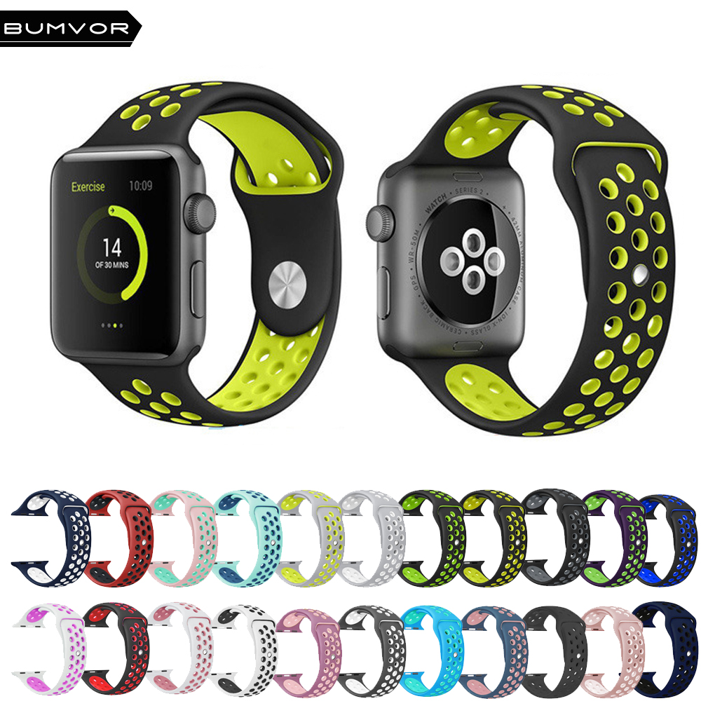 NK6 Sport Silicone Watchband  Breathable hole  Replacement Strap for Apple watch series 1 2 3 4 Strap 40/44MM 38/42MM Bracelet