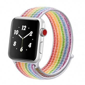Stripe Colorful Nylon Loop Breathable Watchband for Apple Watch iWatch 4 Sports amp; Edition Sport Bracelet Strap Wrist Watch Band