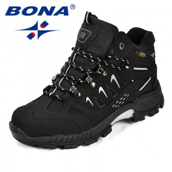 BONA New Classics Style Men Hiking Shoes Action Leather Men Athletic Shoes Lace Up Outdoor Men Jogging Sneakers Free Shipping