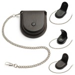 Fashion Male Back Brown PU Leather Cover Vintage Classic Pocketed Watch Box Holder Storage Case Coin Purse Pouch Bag With Chain