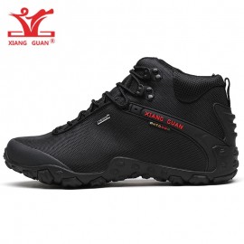 XIANG GUAN Man Hiking Shoes Men Black Trekking Boots Medium Cut Breathable Sports Climbing Camping Outdoor Trail Walking Sneaker