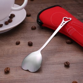 Creative Spoon Stainless Steel Cherry Blossoms Heart Shape Coffee Sugar Stirring Spoons Small Teaspoons Dessert Spoon Flatware