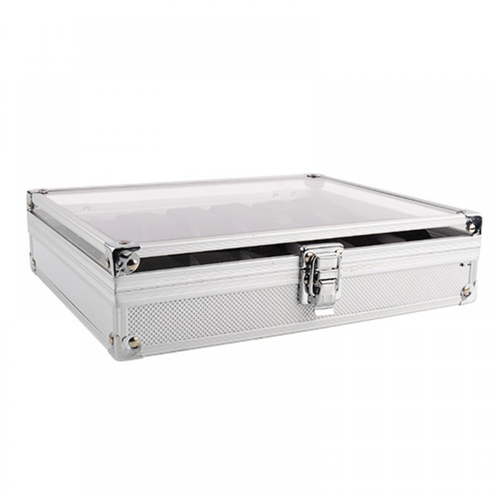 Useful Aluminium Watches Box 12 Grid Slots Jewelry Watches Display Storage Box Square Case Suede Inside