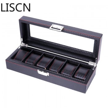 High Carbon Fiber 5  6 10 12 Grid Watch Box Watch Display Storage Box Bracelet Watch Display Slots Case holder Storage Container