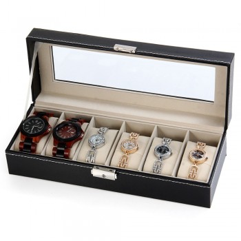 High Carbon Fiber 5  6 10 12 Grid Watch Box Watch Display Storage Box Bracelet Watch Display Slots Case holder Storage Container