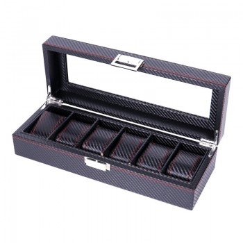 High Carbon Fiber 5  6 10 12 Grid Watch Box Watch Display Storage Box Bracelet Watch Display Slots Case holder Storage Container