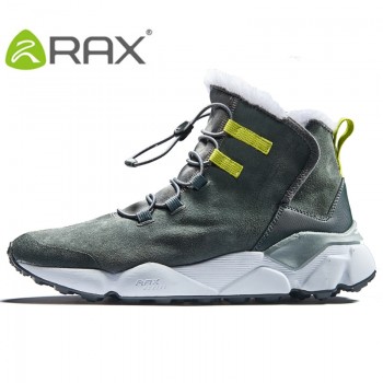 RAX Mens Hiking Shoes Latest Snowboot Anti-slip Boot Plush Lining  Mid-high Classic Style Hiking Boots for Professional Men