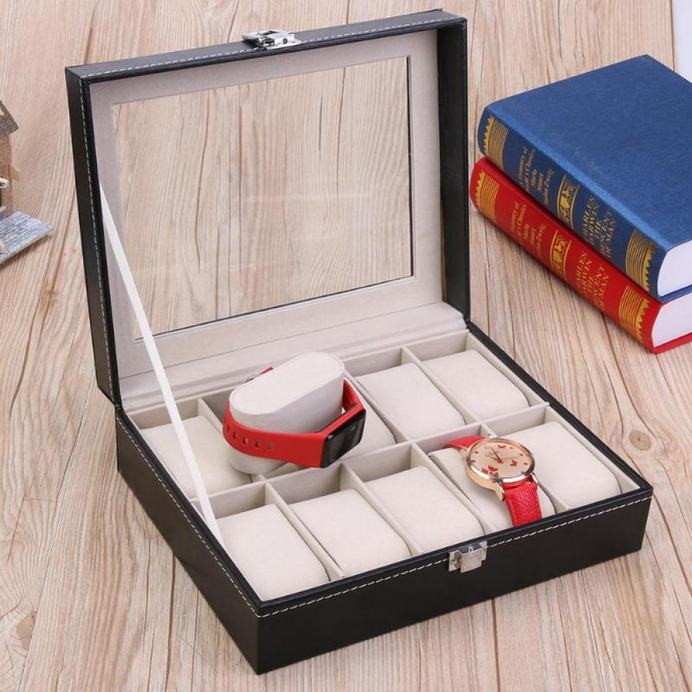 2019 PU Leather Watch Display Box 10 Grids Watch Box Retro Watches Jewelry Case Organizer Ring Earring Storage Unisex Clock Box