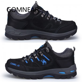GOMNEAR Sneakers Hiking Shoes Men Outdoor Fishing Trekking Shoes Waterproof Tourism Camping Sports Hunting Shoes Leather Boots