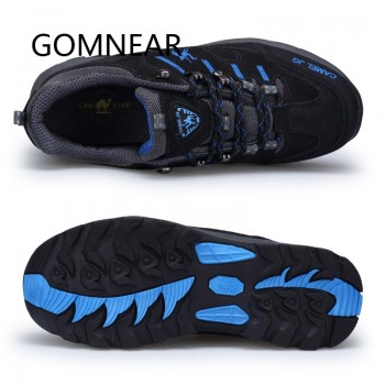 GOMNEAR Sneakers Hiking Shoes Men Outdoor Fishing Trekking Shoes Waterproof Tourism Camping Sports Hunting Shoes Leather Boots