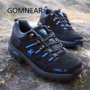 GOMNEAR Sneakers Hiking Shoes Men Outdoor Fishing Trekking Shoes Waterproof Tourism Camping Sports Hunting Shoes Leather Boots