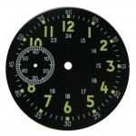 38.9mm Sterile Black dial Luminous Green numbers fit hand winding 6497 ST36 Watch movement second sub-dial at 9 oclock