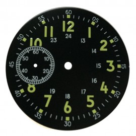 38.9mm Sterile Black dial Luminous Green numbers fit hand winding 6497 ST36 Watch movement second sub-dial at 9 oclock