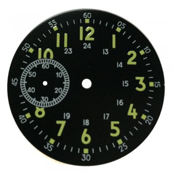 38.9mm Sterile Black dial Luminous Green numbers fit hand winding 6497 ST36 Watch movement second sub-dial at 9 oclock