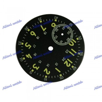 38.9mm Sterile Black dial Luminous Green numbers fit hand winding 6497 ST36 Watch movement second sub-dial at 9 oclock