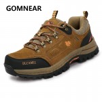 GOMNEAR Camel Shoes Men Genuine Leather Hiking Shoes Winter Sneakers Outdoor Tourism Hiking Boots Fishing Shoes Male Big Size