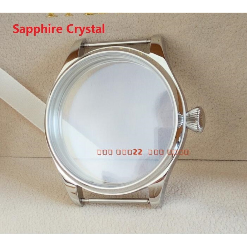 Sapphire crystal parnis 44MM 316L stainless steel watch case fit 6497/6498 Mechanical Hand Wind movement 05A