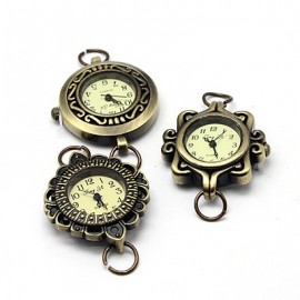 10pcs Alloy Watch Face Watch Head Watch Components, Mixed Style in Random, Antique Bronze, 27~32x28~34x7~8mm, Hole: 6~7mm