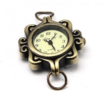 10pcs Alloy Watch Face Watch Head Watch Components, Mixed Style in Random, Antique Bronze, 27~32x28~34x7~8mm, Hole: 6~7mm