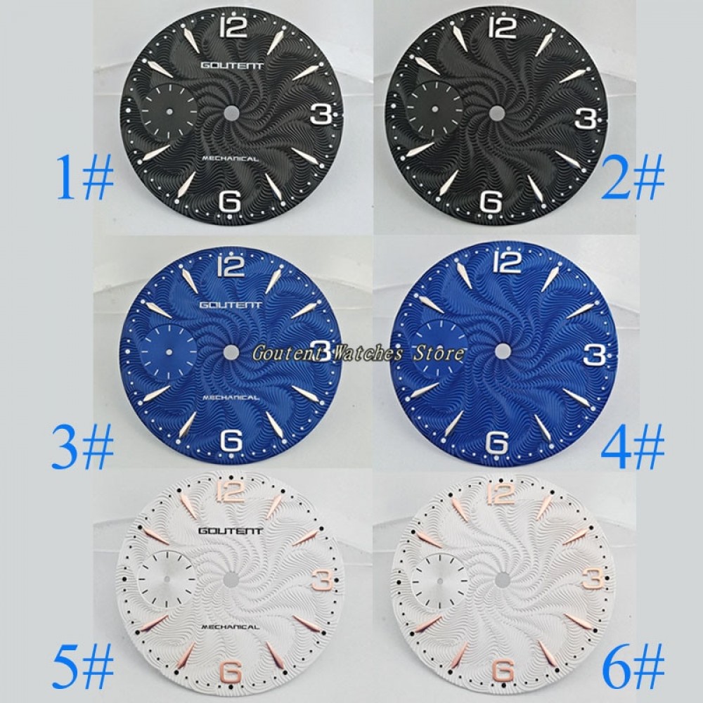 36.8mm Goutent Watch Dial Kit ETA 6497,Seagull st36 Mechanical Mens Watch Faces (6 Styles of Faces)