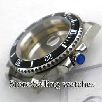 40mm parnis Sapphire Glass  black Ceramic Bezel Steel Watch Case fit 2824 2836 movement