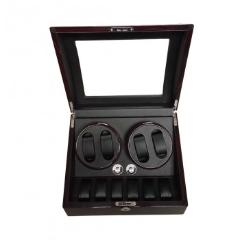 Luxury Automatic Watch Winder Box 4+6 Mechanical Watch Winder Wood Gloosy Leather With Lock EXW Drop Shipping OEM Factory Supply
