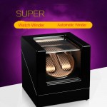 New Wood Watch Winder For 2 Watches Black Piano Paint Automantic Self Watch Winders Wooden And PU Leather Watch Accessories