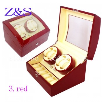 Free shipping 4+6 wooden watch winder with high gloss piano paint,automatic watch winder box watch case storage display