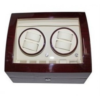 Free shipping 4+6 wooden watch winder with high gloss piano paint,automatic watch winder box watch case storage display