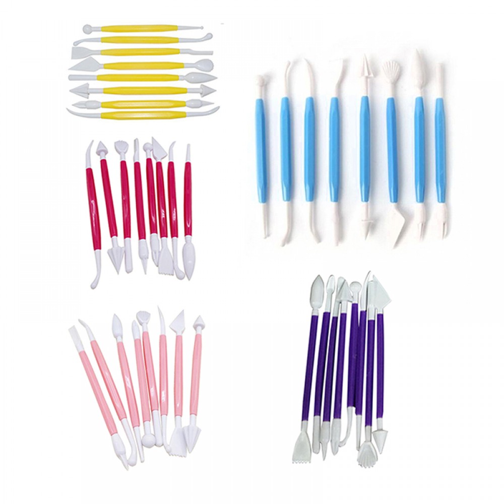 8pcs/lot Double-end Fondant Cake Decorating Pen Sugar craft Decorating Brush Mold Clay Tip Tool Set Cake Carve Modelling Tools