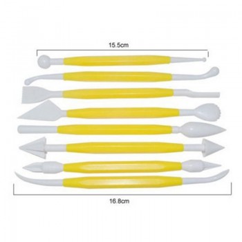 8pcs/lot Double-end Fondant Cake Decorating Pen Sugar craft Decorating Brush Mold Clay Tip Tool Set Cake Carve Modelling Tools