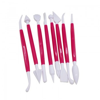 8pcs/lot Double-end Fondant Cake Decorating Pen Sugar craft Decorating Brush Mold Clay Tip Tool Set Cake Carve Modelling Tools