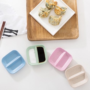 1pcs Kitchen Accessories 2 in 1 Seasoning Sauce Dishes Wheat Straw Salad Saucer Bowl Tableware Seasoning dish Cooking Tools