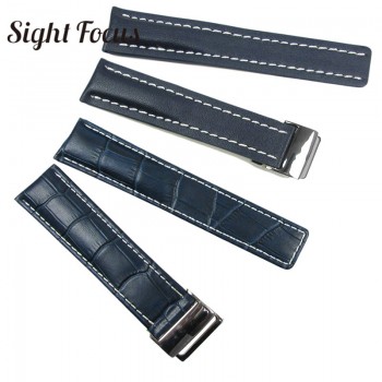 Calfskin Leather Watch Bands for Breitling Watch Strap 20mm 22mm 24mm Leather Bracelet Black Brown Blue Belt Watchband Masculino