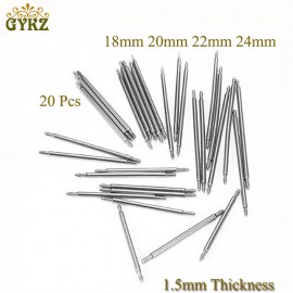 20pcs 1.5mm Stainless Steel Watch Band Strap Spring Bar Pins Repair Watchmaker Link Pins Remove Tools 18mm 20mm 22mm 24mm Sliver