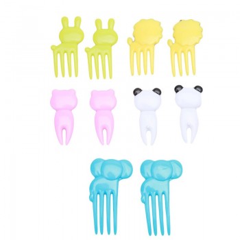 FHEAL 10pcs/set Animal Farm Mini Cartoon Fruit Fork Sign Plastic Fruit Toothpick Bento Lunch For Children Decorative Tableware